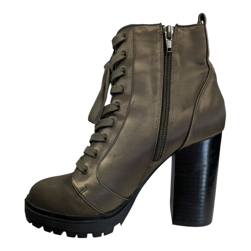 Steve Madden Laurie bootie olive satin Size 7.5 Military combat boot - Picture 4 of 9